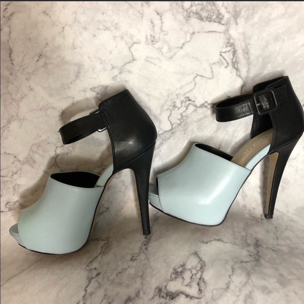 Aldo heels , light blue and black